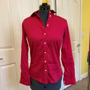 Banana Republic Deep Pink Button-Down 97% Cotton Fitted Shirt, size 4